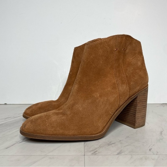 New! Lucky Brand Pinkton Brown Suede Block Heel Bootie 11M - Picture 16 of 16